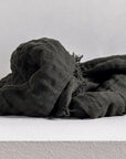 Black Olive / 4 Sides - Bedouin Bedding Gauze Linen Throw Shack Palace