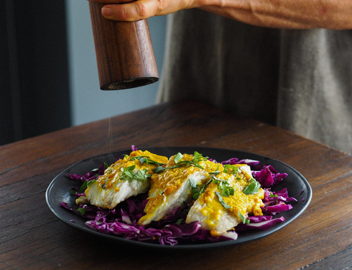 Fish with Turmeric Macadamia Butter