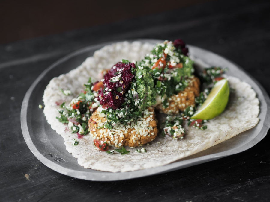 Sweet Potato & Chickpea Falafel with Hemp Seed Tabouli