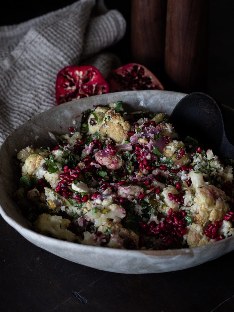 Warm Cauliflower, Pomegranate & Pistachio Salad
