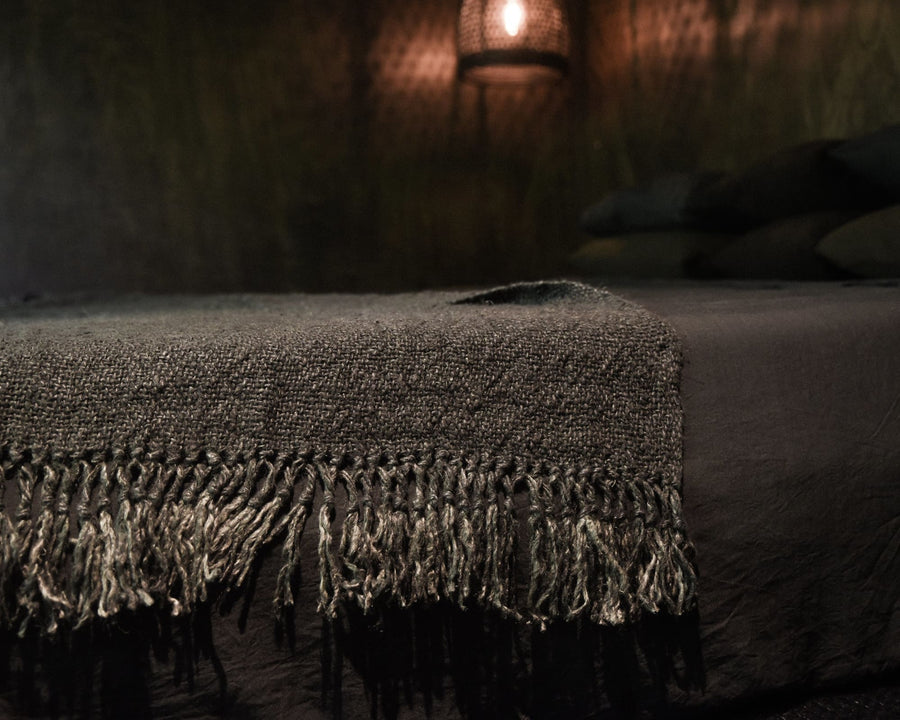Linen Throw Charcoal 01 - Shackpalace Rituals