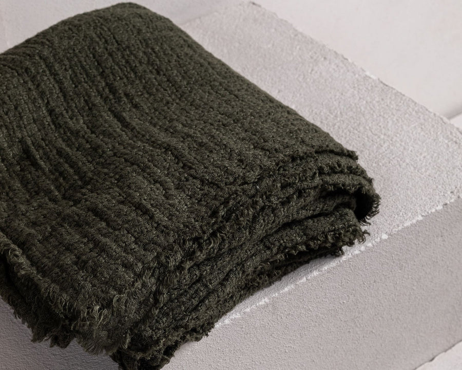 Black Moss - Sia Linen Throw Shack Palace